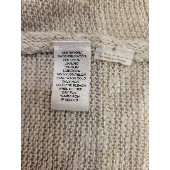 Loft Long Cardigan Womens Small Linen Silk Blend Open Front Loose Knit - Picture 6 of 10